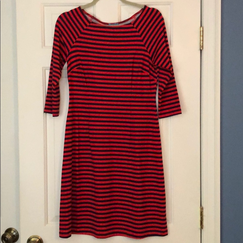 J. McLaughlin Red/Navy Boatneck Dress